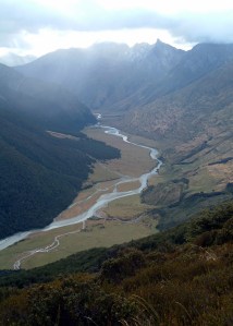 Looking down the Matukituki from the pylon