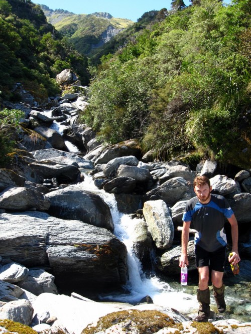 Hot work heading up the the Frew Saddle