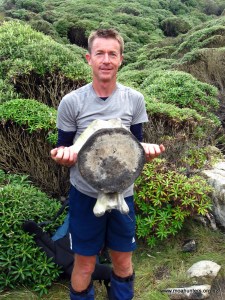 Richard holding a whale vertebrae