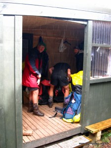 Lunch in a hunters hut porch